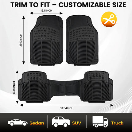 PVC Waterproof Non-Slip Universal Mat Set 3 Pieces Durable Easy Clean for Car