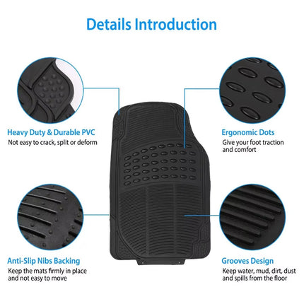 PVC Waterproof Non-Slip Universal Mat Set 3 Pieces Durable Easy Clean for Car