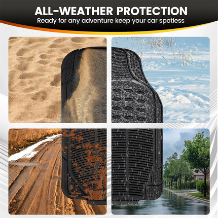 PVC Waterproof Non-Slip Universal Mat Set 3 Pieces Durable Easy Clean for Car