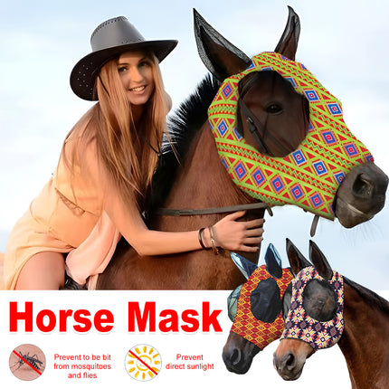 Mosquito Proof Horse Mask Printed Head Cover Large Size Protective for Outdoor