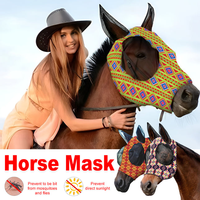 Mosquito Proof Horse Mask Printed Head Cover Large Size Protective for Outdoor