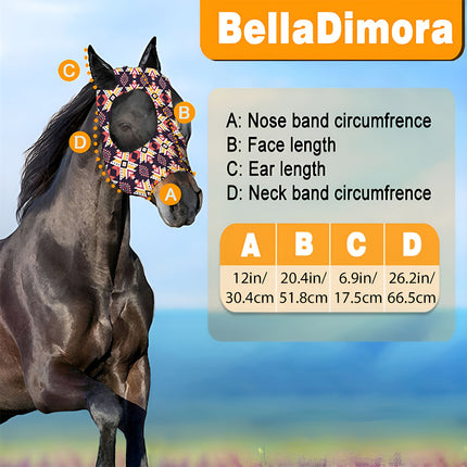 Mosquito Proof Horse Mask Printed Head Cover Large Size Protective for Outdoor