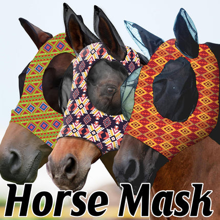 Mosquito Proof Horse Mask Printed Head Cover Large Size Protective for Outdoor