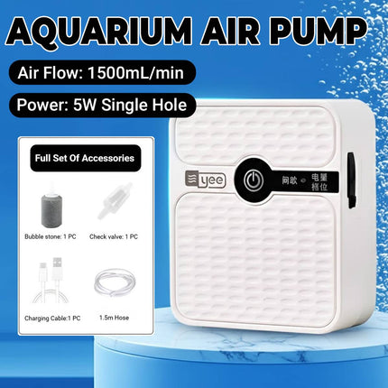 Rechargeable Silent Aquarium Air Pump 5W Single Outlet 2200mAh Portable