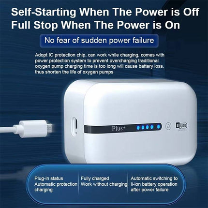 Rechargeable Aquarium Air Pump 3L Output LCD Display 70 Hour Battery Life