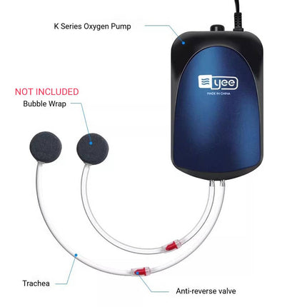 Aquarium Air Pump 6W Adjustable Single Outlet with Hose and Air Stones