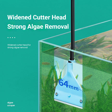 Widened silicone head algae scraper cleaning aquarium glass wall - safe for tank glass without scratching