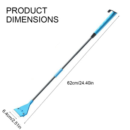 Aquarium algae scraper product dimensions chart - adjustable two-section rod for fish tank glass cleaning