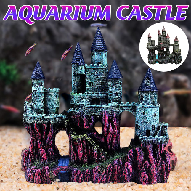 Aquarium Castle Ornament Fish Tank Decoration Medieval Style Resin Decor Home