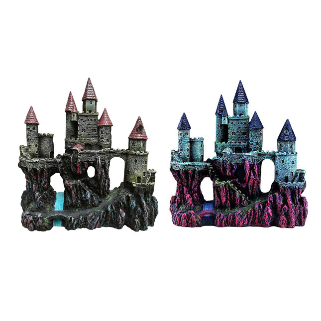 Aquarium Castle Ornament Fish Tank Decoration Medieval Style Resin Decor Home