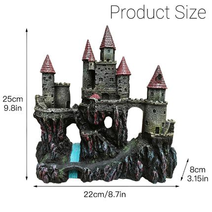 Aquarium Castle Ornament Fish Tank Decoration Medieval Style Resin Decor Home