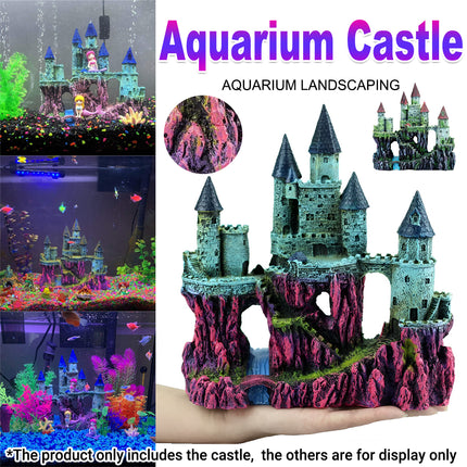 Aquarium Castle Ornament Fish Tank Decoration Medieval Style Resin Decor Home