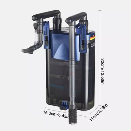 Aquarium Wall Mount External Canister Filter 650L/h Quiet Multi Layer System