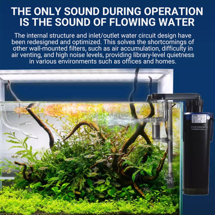 Aquarium Wall Mount External Canister Filter 650L/h Quiet Multi Layer System