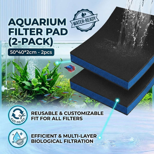 Thick Aquarium Biochemical Filter Sponge Pad 2 Pack Cut to Fit Foam Media