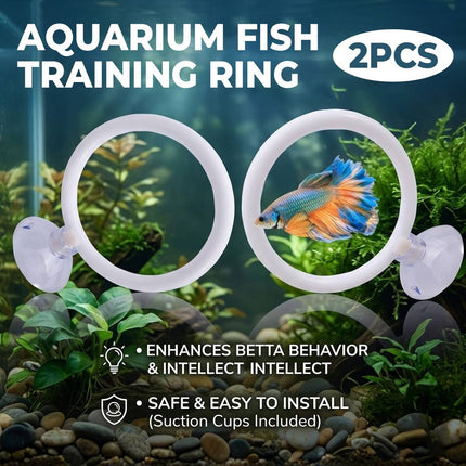 Aquarium Fish Training Ring 2 Pack with Suction Cup Feeding Hoop for Betta Fish