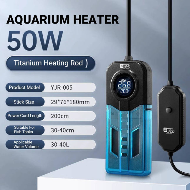Titanium Aquarium Heater Rod 50W Digital Display Thermostat for Fish Tanks