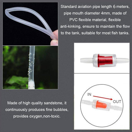 6 Meter Aquarium Air Pump Tubing 6mm Flexible Hose with Accessory Kit