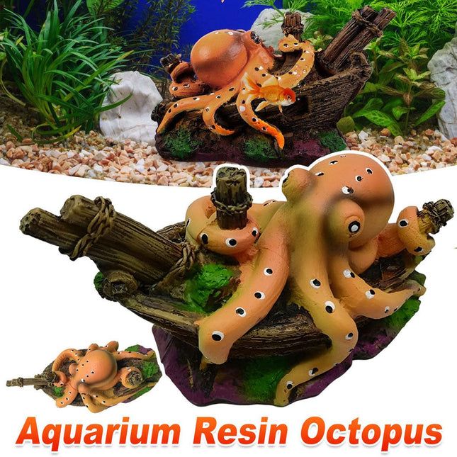 Aquarium Decoration Realistic Octopus Ornament Fish Tank Resin Decor Underwater