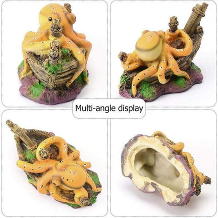 Aquarium Decoration Realistic Octopus Ornament Fish Tank Resin Decor Underwater