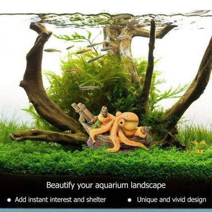 Aquarium Decoration Realistic Octopus Ornament Fish Tank Resin Decor Underwater