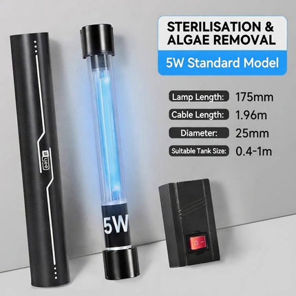 Submersible UV Sterilizer Lamp with Shade Cover for Aquarium Fish Tank Algae