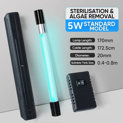 Submersible Aquarium UV Sterilizer Lamp Waterproof Fish Tank Algae Removal Light