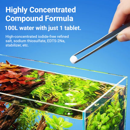 Aquarium Water Purifier Tablets 100 Pack Fish Tank Chlorine Remover