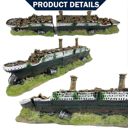 Titanic Shipwreck Aquarium Decoration for Fish Tank Aquascape Underwater Decor