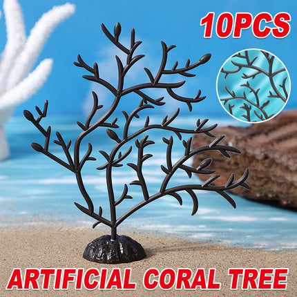 10PCS Artificial Coral Tree Aquarium Decor 10x10cm Black PVC for Fish Tank