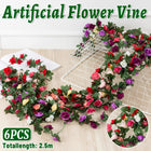 6PCS Artificial Flower Vine Wall Hanging Decoration Home Yard Durable Faux Plant