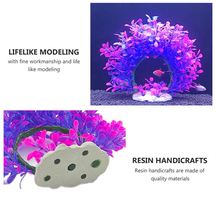 Artificial Aquarium Plant Purple Pink Arch Fish Tank Decor Bendable 19 x 17cm