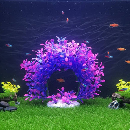 Artificial Aquarium Plant Purple Pink Arch Fish Tank Decor Bendable 19 x 17cm