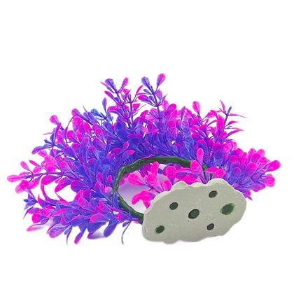 Artificial Aquarium Plant Purple Pink Arch Fish Tank Decor Bendable 19 x 17cm