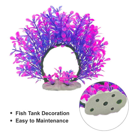 Artificial Aquarium Plant Purple Pink Arch Fish Tank Decor Bendable 19 x 17cm