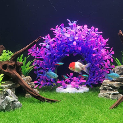 Artificial Aquarium Plant Purple Pink Arch Fish Tank Decor Bendable 19 x 17cm