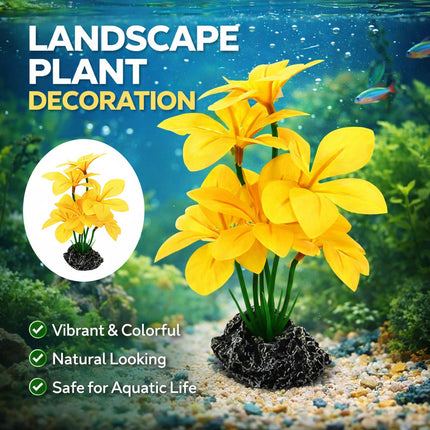 Artificial Aquarium Plant Yellow Flower Fish Tank Reptile Terrarium Decor