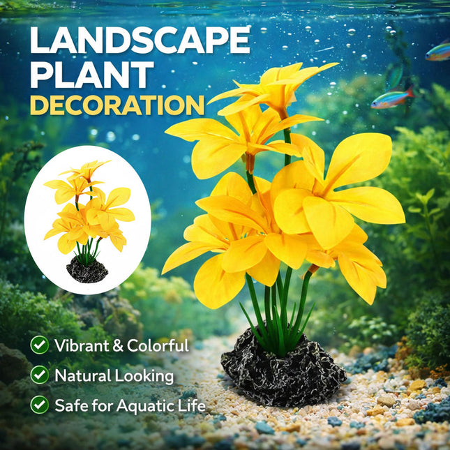 Artificial Aquarium Plant Yellow Flower Fish Tank Reptile Terrarium Decor