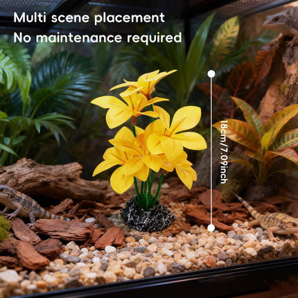 Artificial Aquarium Plant Yellow Flower Fish Tank Reptile Terrarium Decor