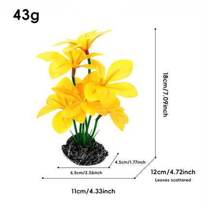 Artificial Aquarium Plant Yellow Flower Fish Tank Reptile Terrarium Decor