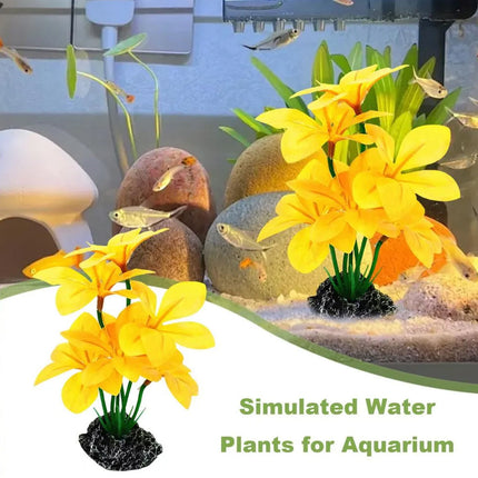 Artificial Aquarium Plant Yellow Flower Fish Tank Reptile Terrarium Decor