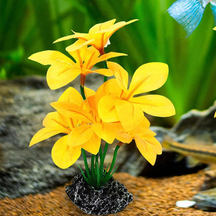 Artificial Aquarium Plant Yellow Flower Fish Tank Reptile Terrarium Decor