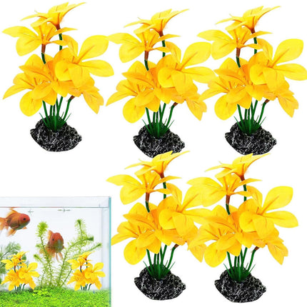 Artificial Aquarium Plant Yellow Flower Fish Tank Reptile Terrarium Decor
