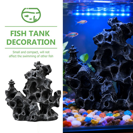 Aquarium Decor Fake Rock Mountain Ornament Cave Hideout for Fish Tank Decoration