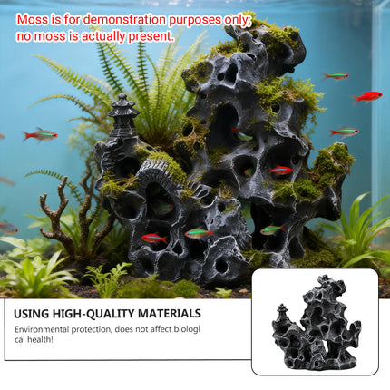 Aquarium Decor Fake Rock Mountain Ornament Cave Hideout for Fish Tank Decoration