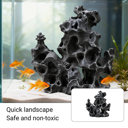 Aquarium Decor Fake Rock Mountain Ornament Cave Hideout for Fish Tank Decoration