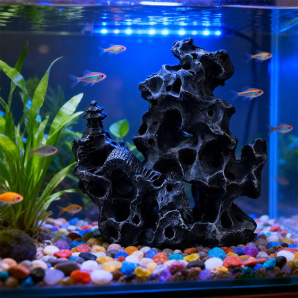 Aquarium Decor Fake Rock Mountain Ornament Cave Hideout for Fish Tank Decoration
