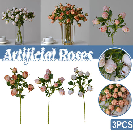 3PCS 7-Head Artificial Rose Decor Realistic Flower Table Centerpiece Decoration