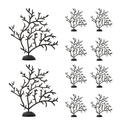 10PCS Artificial Coral Tree Aquarium Decor 10x10cm Black PVC for Fish Tank