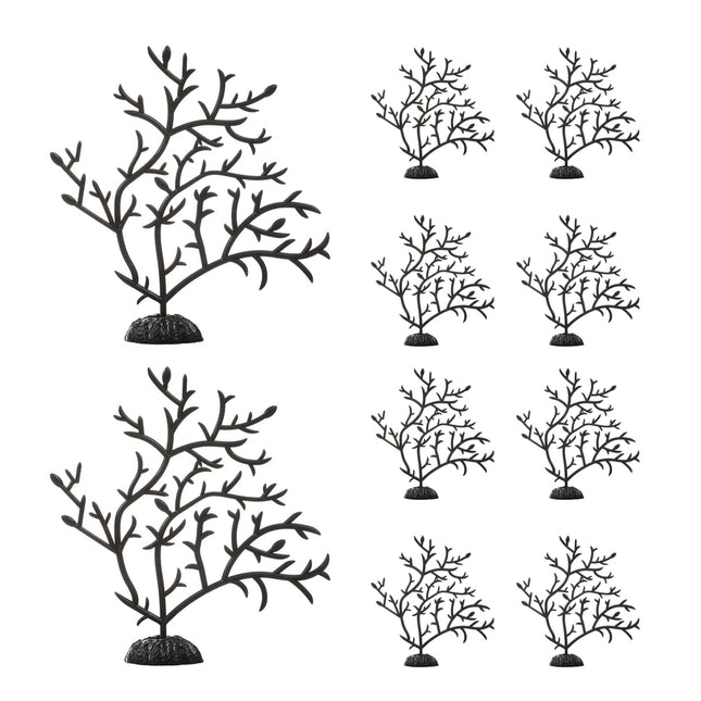 10PCS Artificial Coral Tree Aquarium Decor 10x10cm Black PVC for Fish Tank